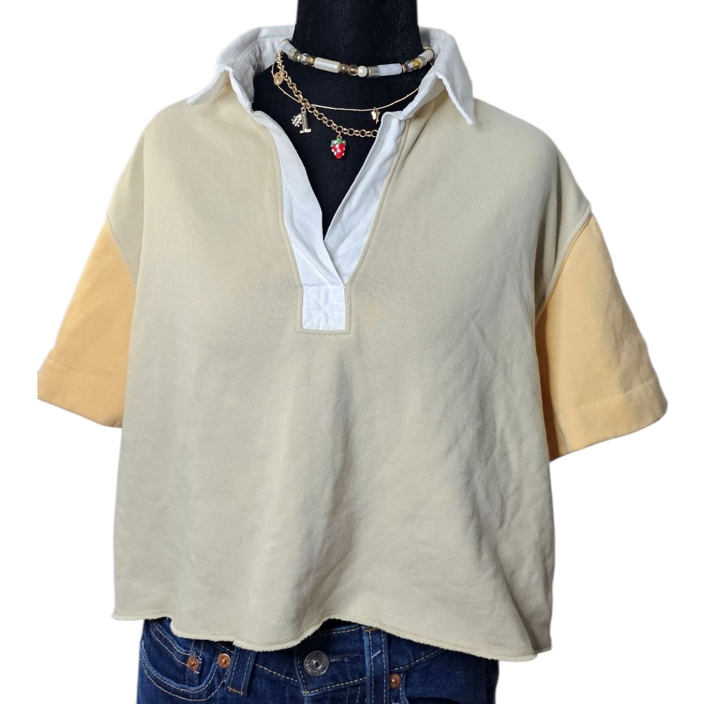 Abercrombie & Fitch Cream and Tan Polo Top